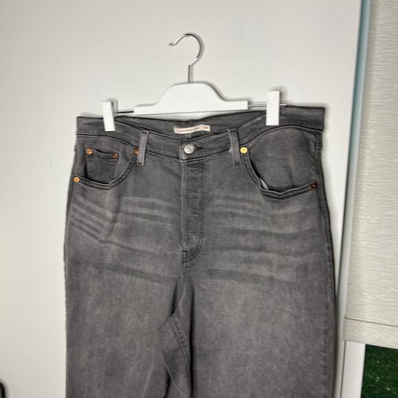 Levi's Women's Jeans Size 16W Gray Ribcage Straight Ankle Denim 90s High Waist - Picture 4 of 11